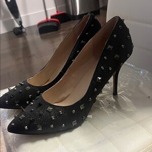 Studded Black Women's Heels